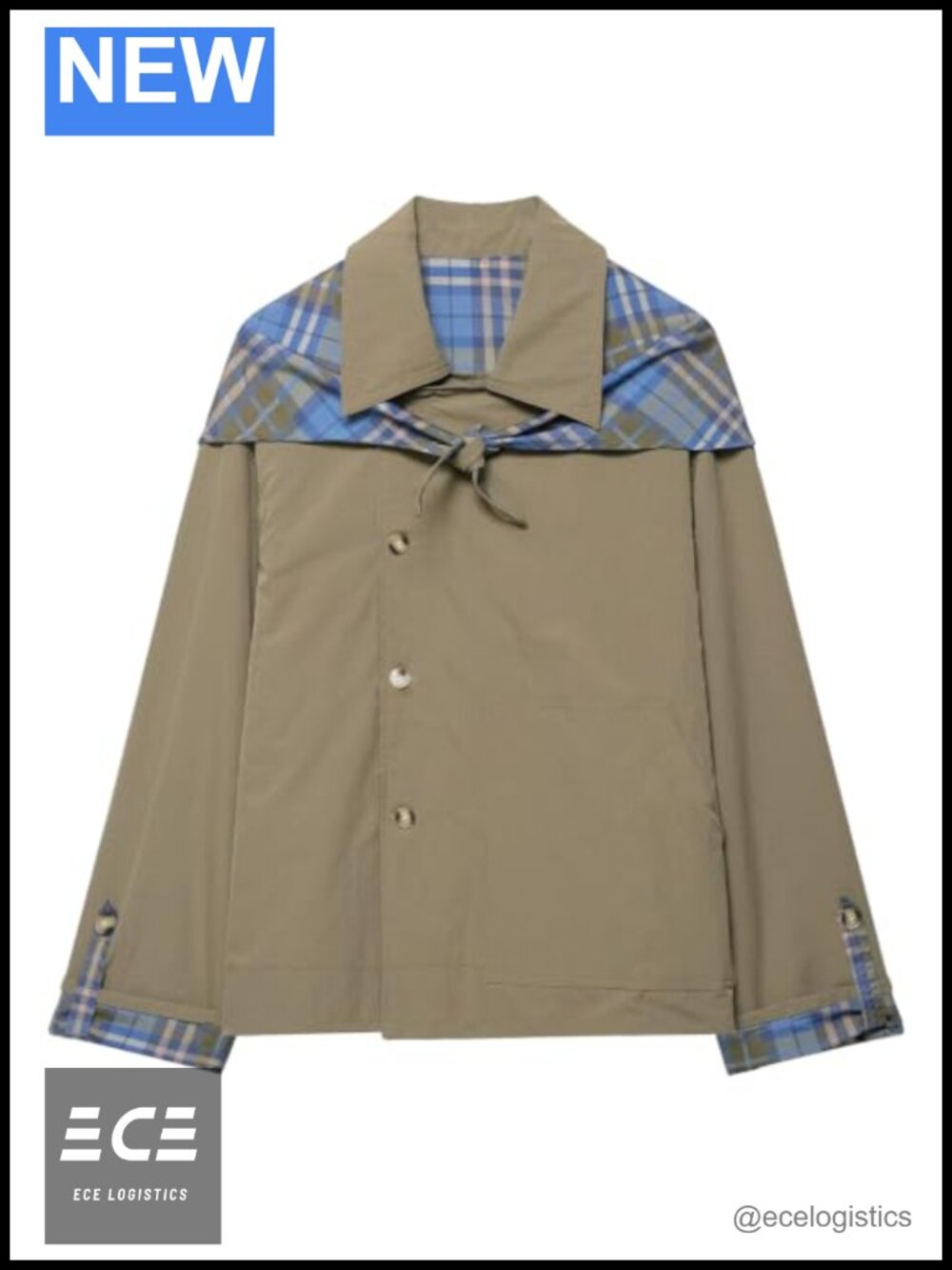 Womens Reversible Cropped Trench Coat Plaid Short Jacket Fall